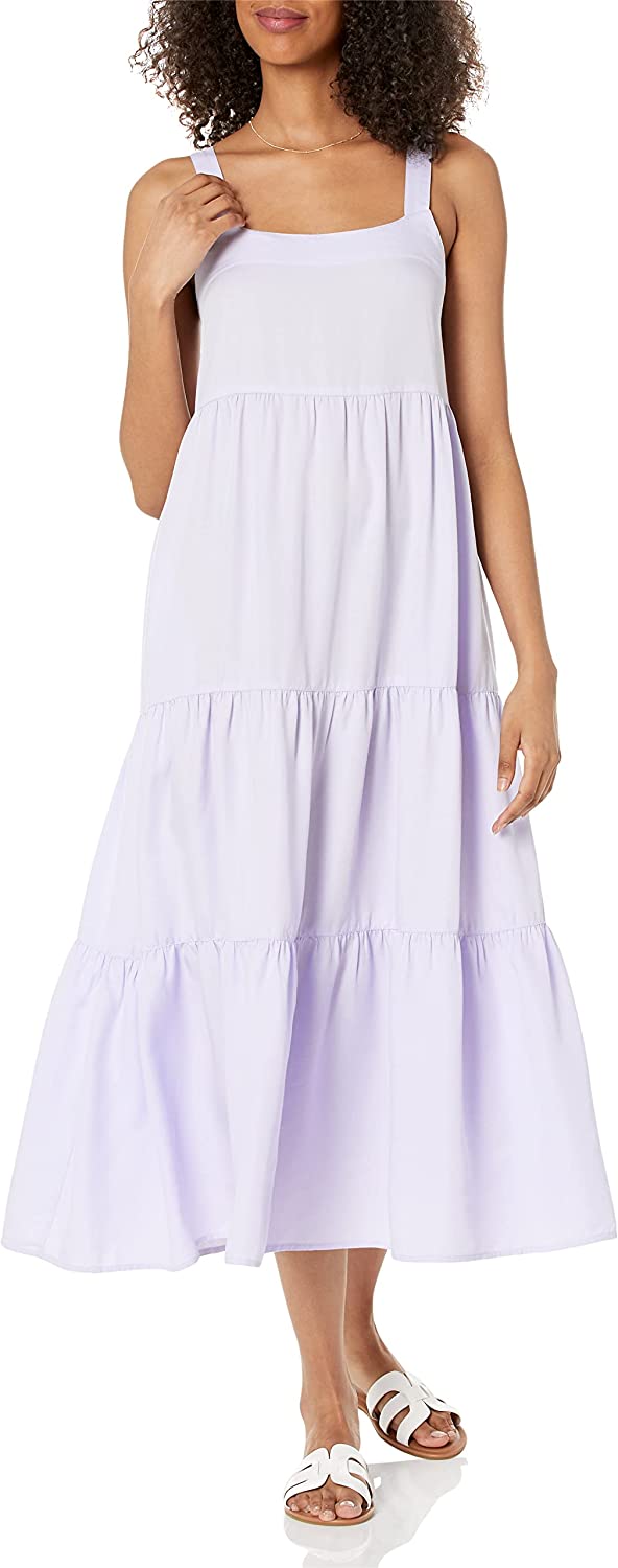 Women's Britt Tiered Maxi Tent Dress, Dusty Purple, XXS