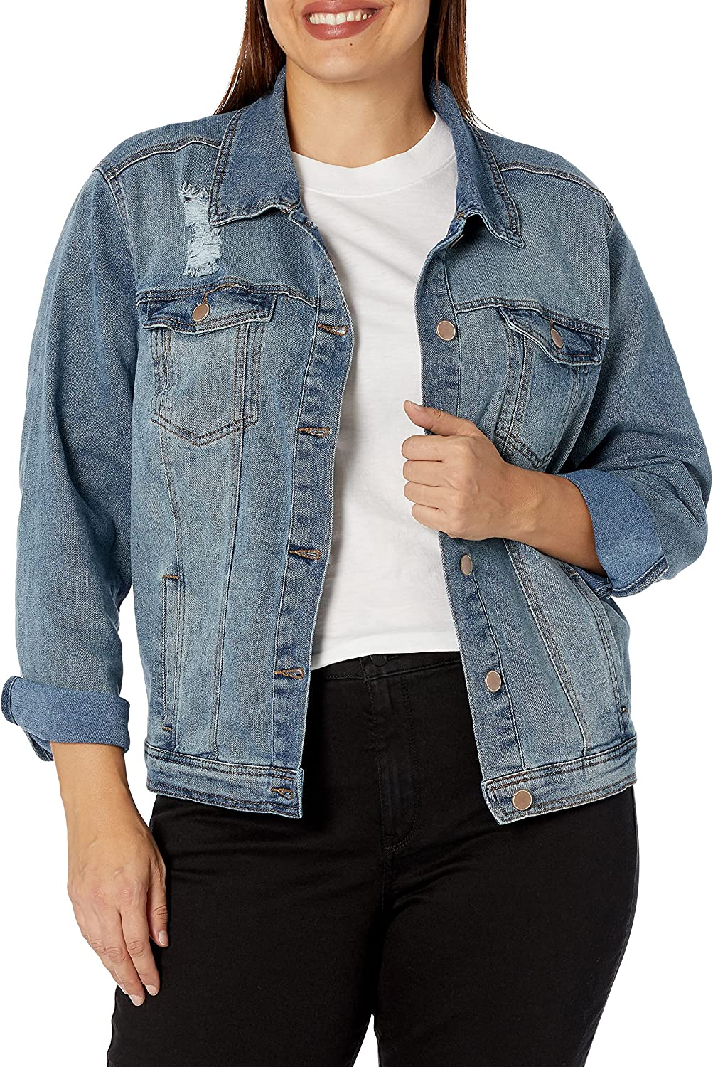 dollhouse womens Genesis Plus Denim Jacket