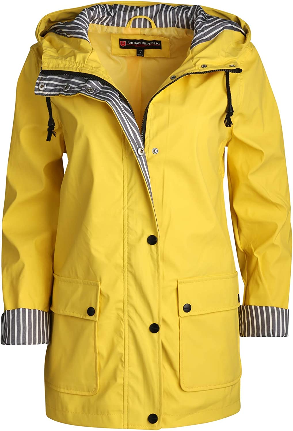URBAN REPUBLIC Woman’s Raincoat - Waterproof Slicker Shell Windbreaker Rain Jacket (S-3XL)