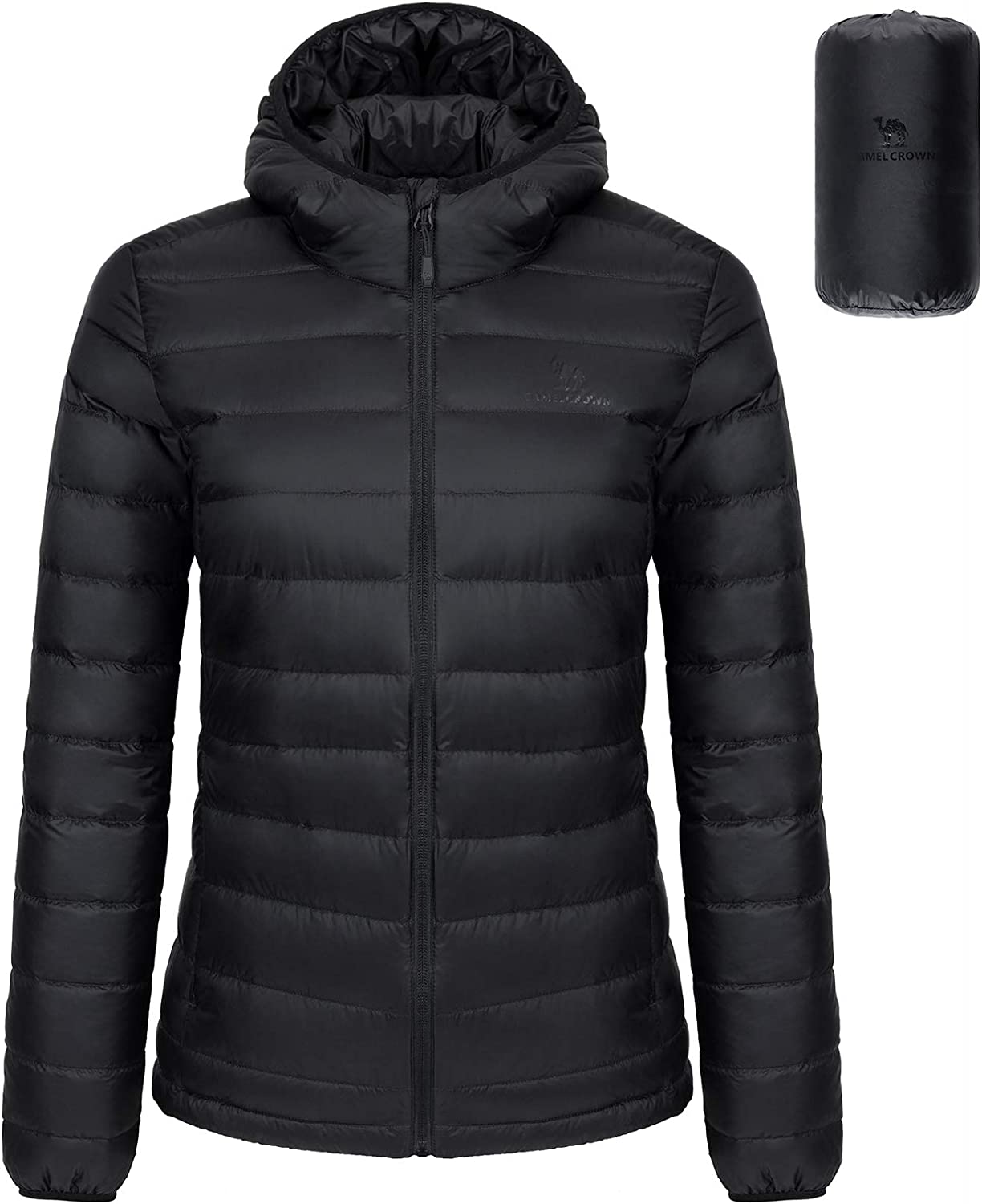 CAMEL CROWN Women's Packable Hooded Down Jacket Ultra Light Insulated Puffer Coat Water Resistant