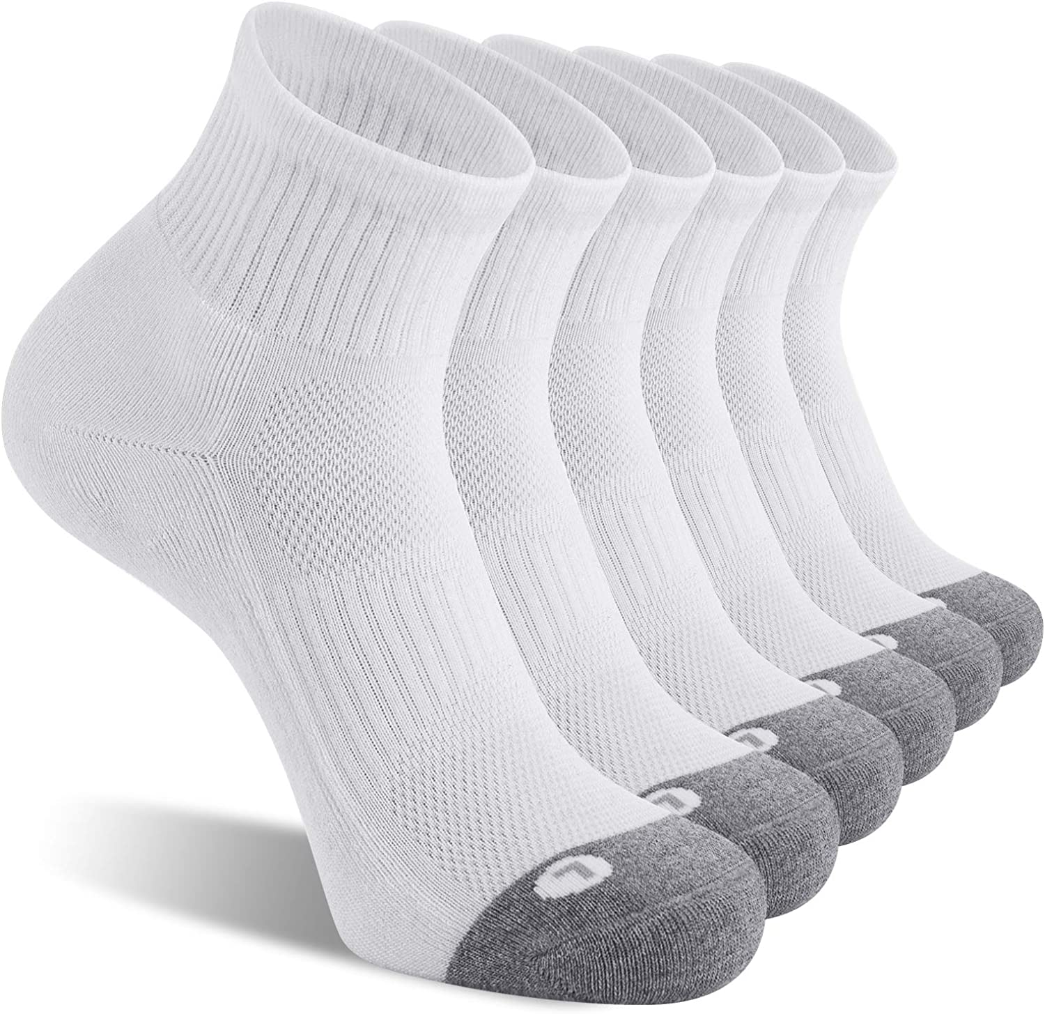 FITRELL 6 Pack Men's Athletic Ankle Socks Cushioned Sports Running Socks 7-9/9-12/12-15