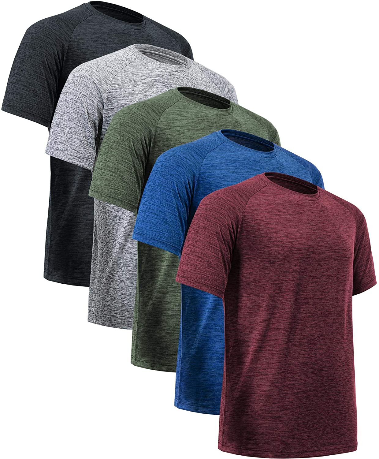 MCPORO Workout Shirts for Men Short Sleeve Quick Dry Athletic Gym Active T Shirt Moisture Wicking