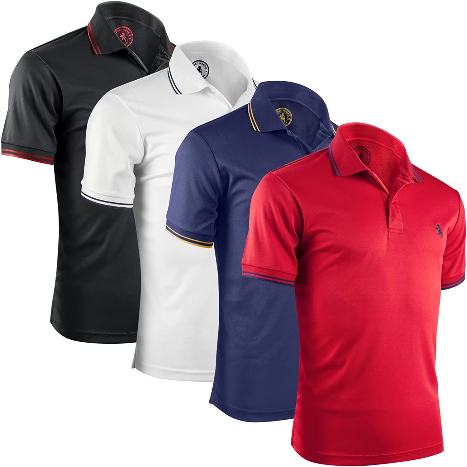 Albert Morris Mens Striped Short Sleeve Polo Shirts 4 Pack