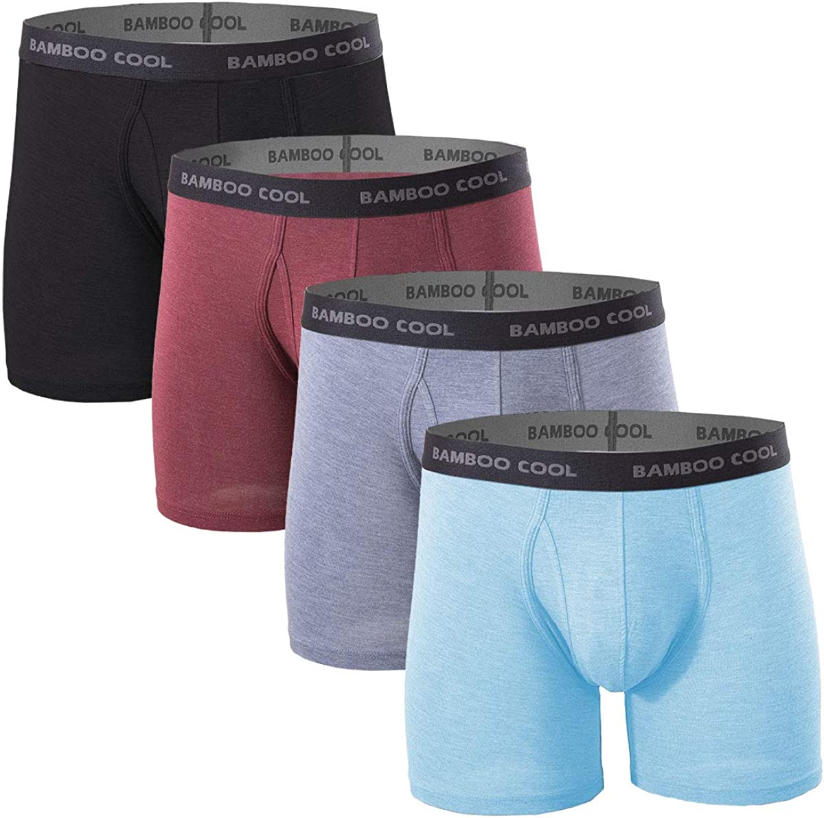 BAMBOO COOL Men’s Underwear boxer briefs Soft Comfortable Bamboo Viscose Underwear Trunks (4 Pack)