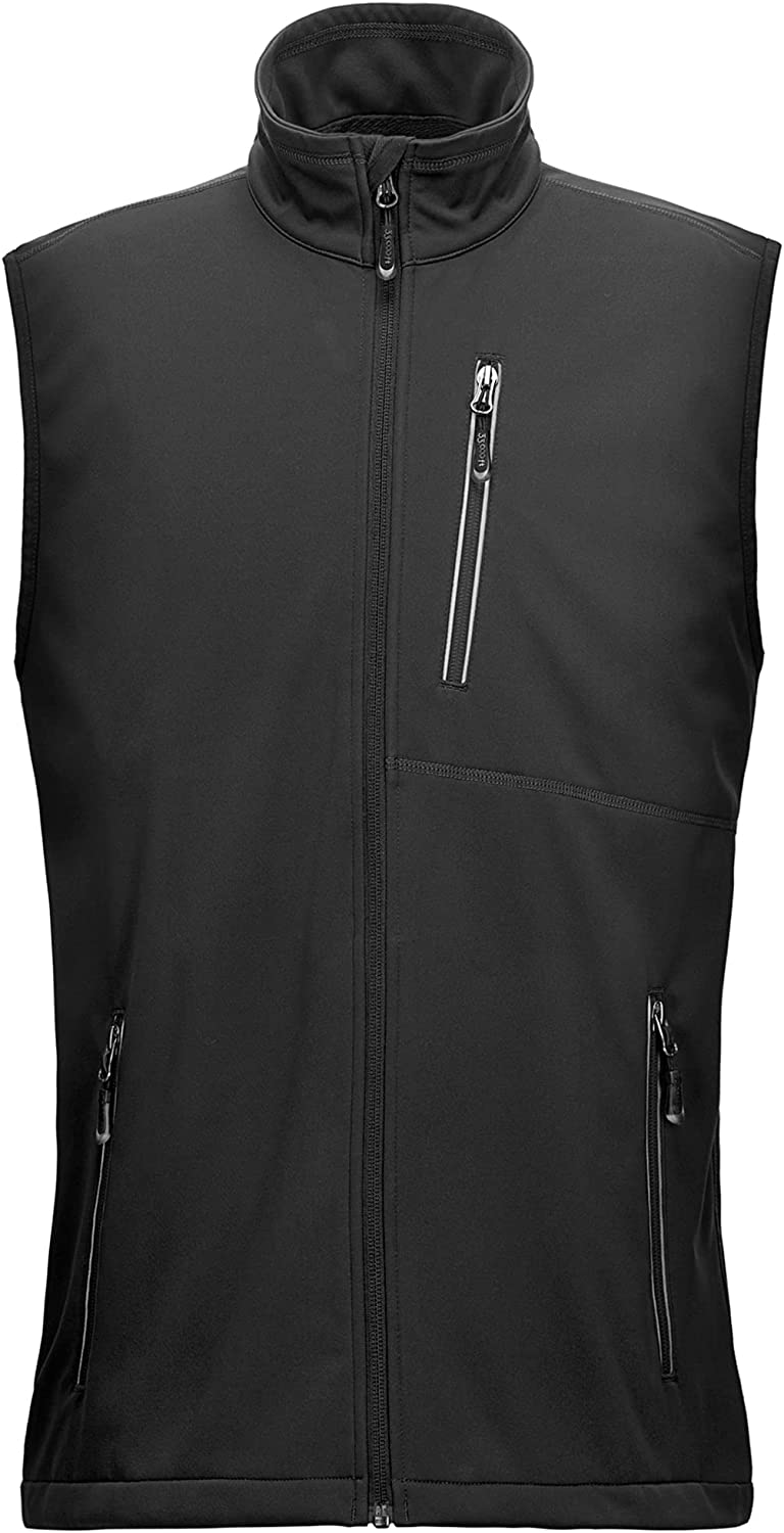 33,000ft Men's Windproof Lightweight Golf Vest Outerwear with Pockets, Softshell Sleeveless Jacket for Running Hiking Sports