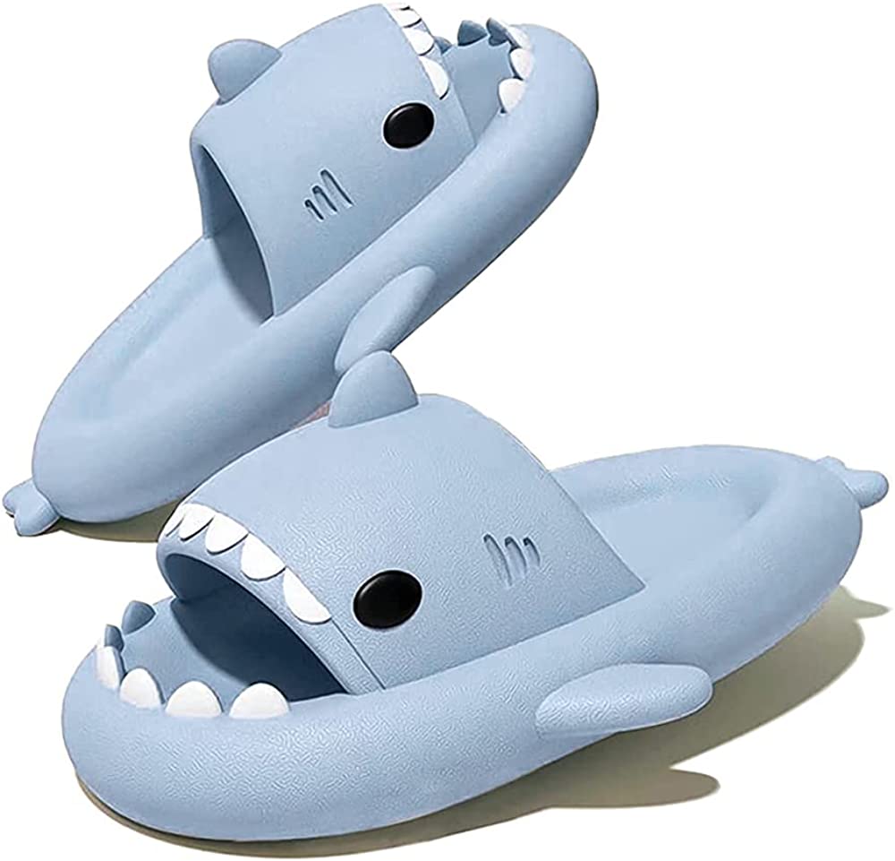 Shark Slides Thickness Upgrade Summer Cute Cartoon Shark Slippers for Women Men Non-Slip Open Toe Lightweight Sole Sandals Casual Unisex Beach Shoes
