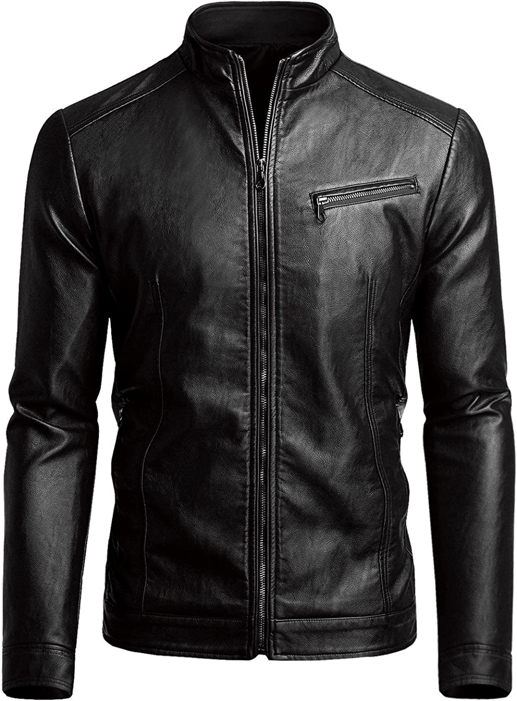 Fairylinks Men's Casual Faux Leather Jacket