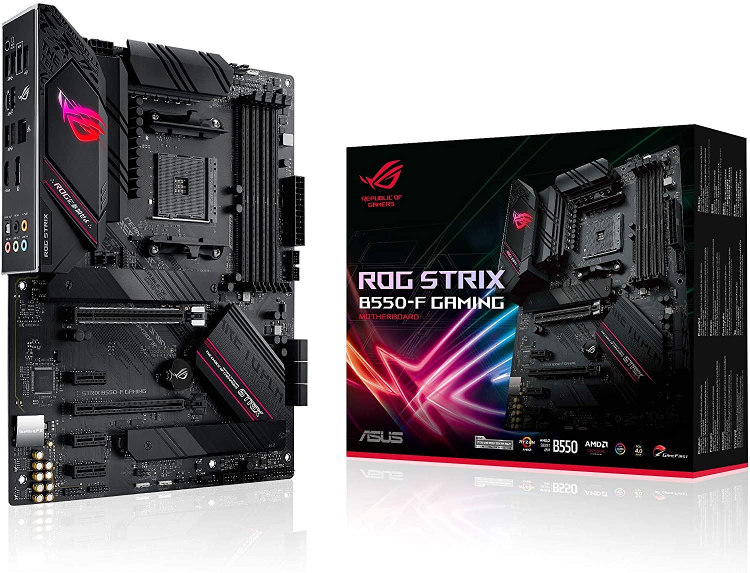 ASUS ROG Strix B550-F Gaming AMD AM4 Zen 3 Ryzen 5000 & 3rd Gen Ryzen ATX Gaming Motherboard (PCIe 4.0, 2.5Gb LAN, BIOS Flashback, HDMI 2.1, Addressable Gen 2 RGB Header and Aura Sync)
