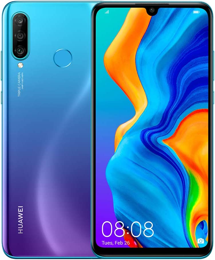 HUAWEI P30 Lite New Edition Marie-L21BX Dual-SIM 256GB (GSM Only | No CDMA) Factory Unlocked 4G/LTE Smartphone (Peacock Blue) - International Version