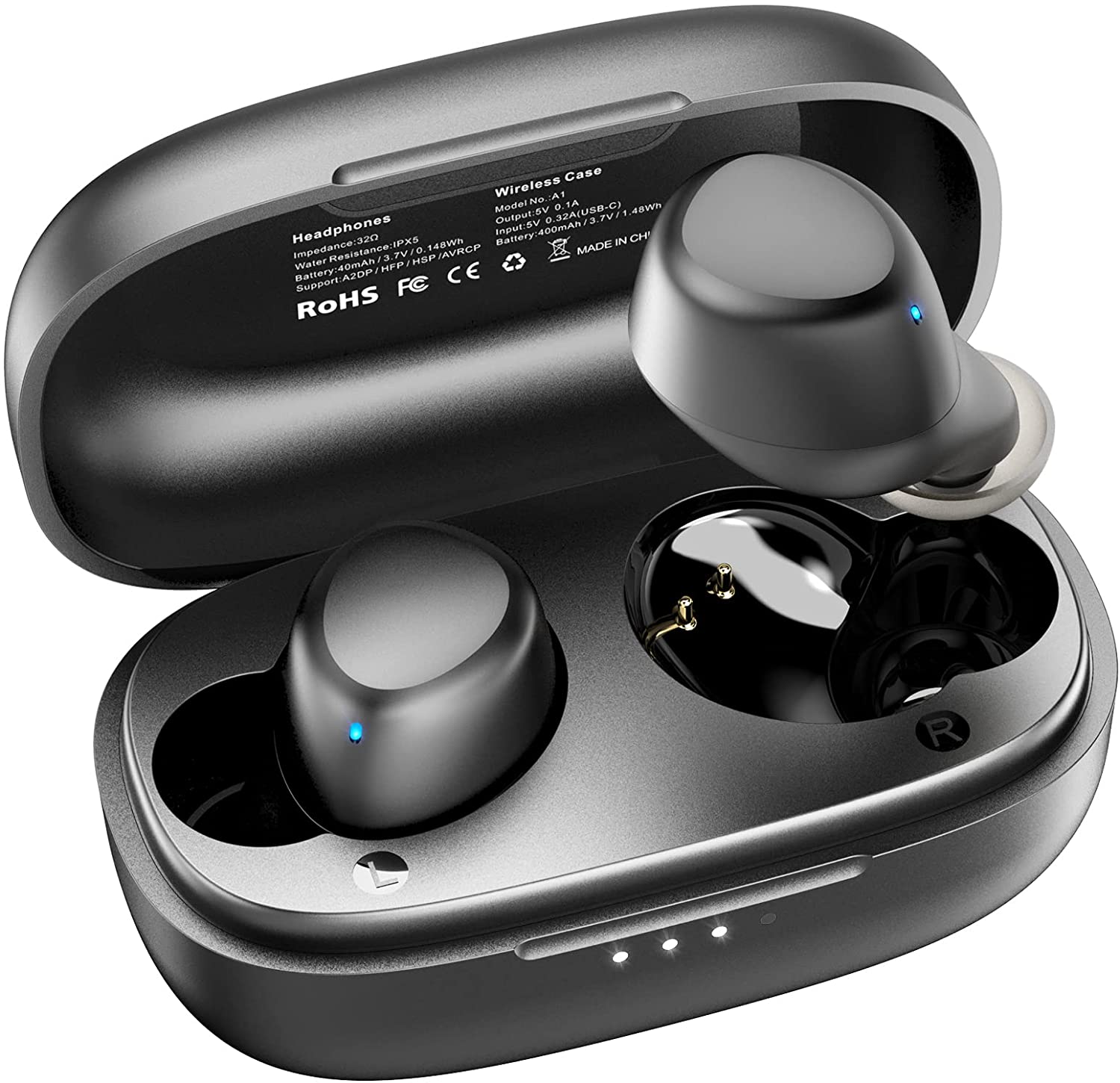 TOZO A1 Mini Wireless Earbuds Bluetooth 5.3 in Ear Light-Weight Headphones Built-in Microphone, IPX5 Waterproof, Immersive Premium Sound Long Distance Connection Headset with Charging Case, Black