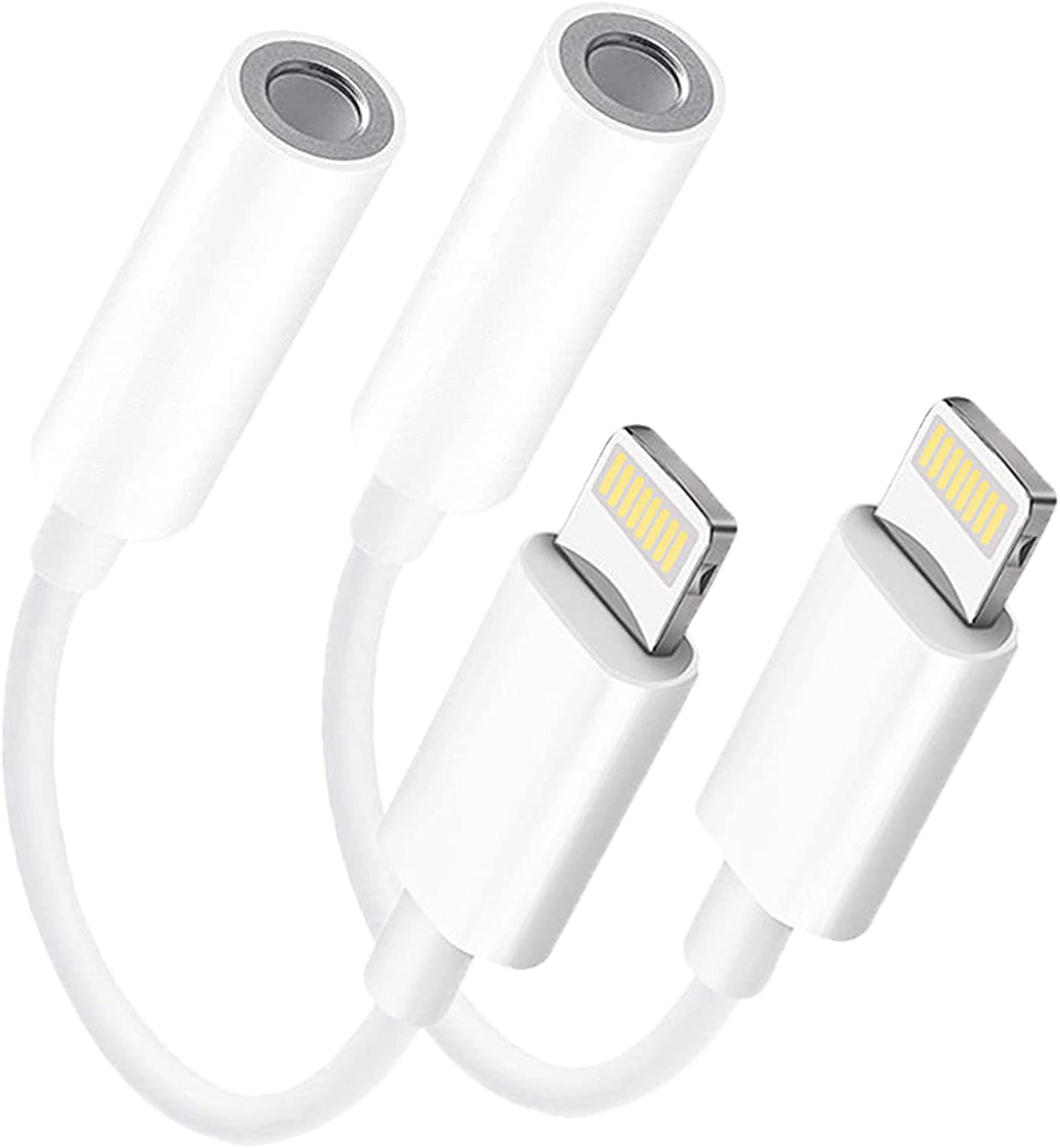 Apple MFi Certified 2 Pack Lightning to 3.5 mm Headphone Jack Adapter,iPhone to 3.5mm Audio Aux Jack Adapter Dongle Cable Converter Compatible with iPhone 12 11 Pro XR XS Max X 8 7 iPad