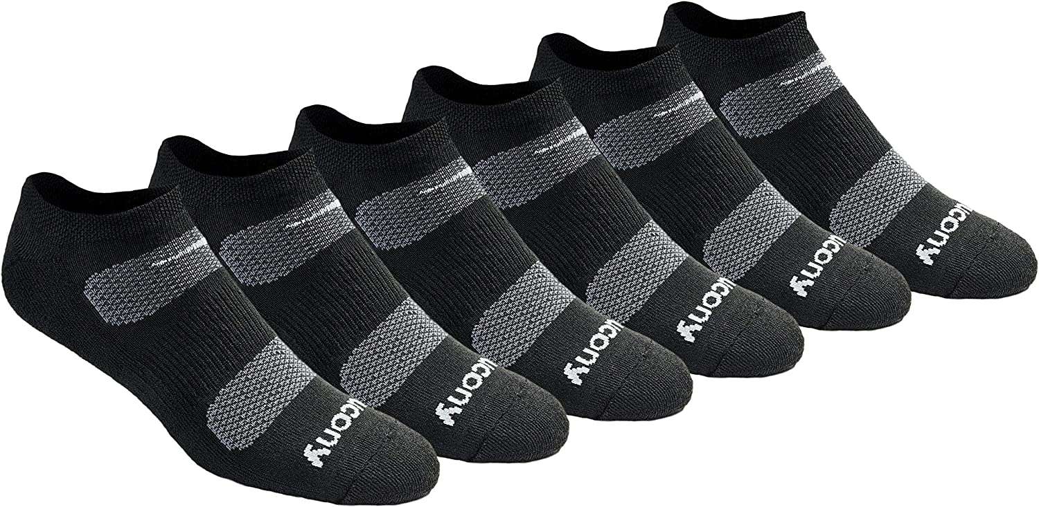 Saucony Men's Multi-Pack Mesh Ventilating Comfort Fit Performance No-Show Socks