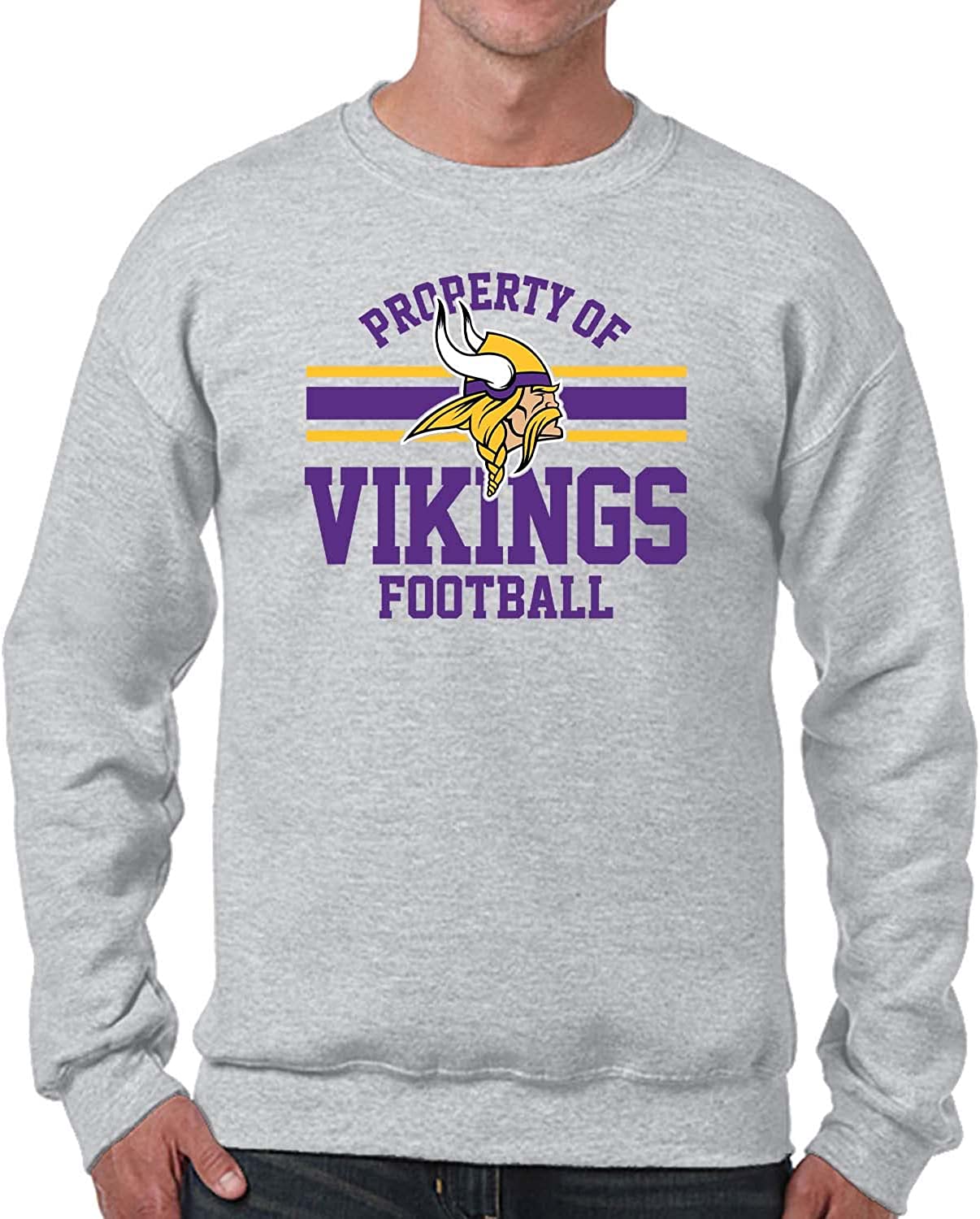 NFL Adult Property of Crewneck Sweatshirt, Team Apparel, Fleece Pullover Crew Neck for Men and Women