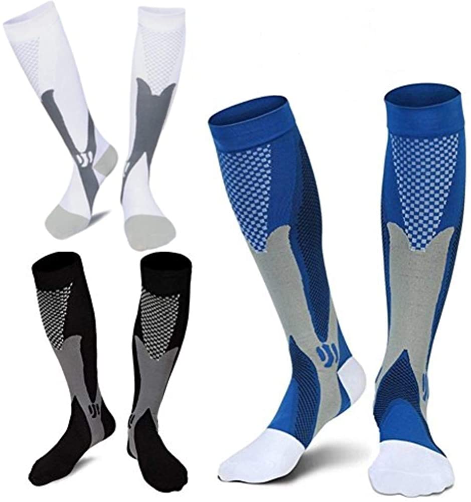 ZFiSt 3 Pair Medical Sport Compression Socks Men,20-30 mmhg Run Nurse Socks for Edema Diabetic Varicose Veins