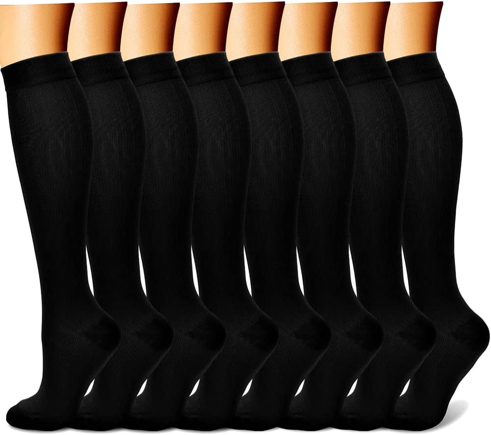 CHARMKING Compression Socks for Women & Men Circulation (8 Pairs)15-20 mmHg is Best Support for Athletic Running,Cycling