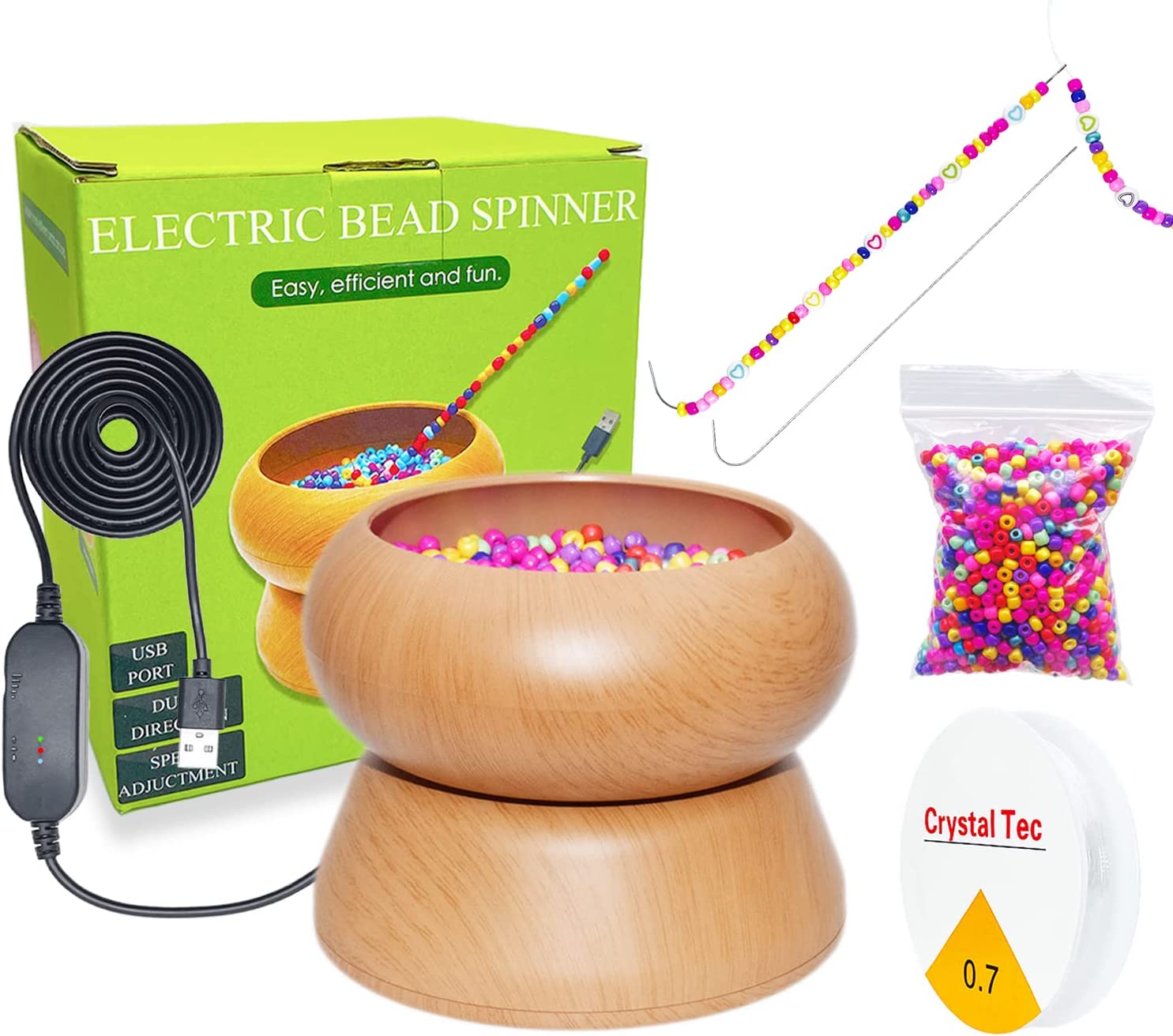 Electric Bead Spinner for Jewelry Making - Bead Spinner with 2PC Beading Needles, Beading Thread for Seed Beads, Electric | Bidirectional | Speed Adjustment, Beading Tools for Jewelry Making