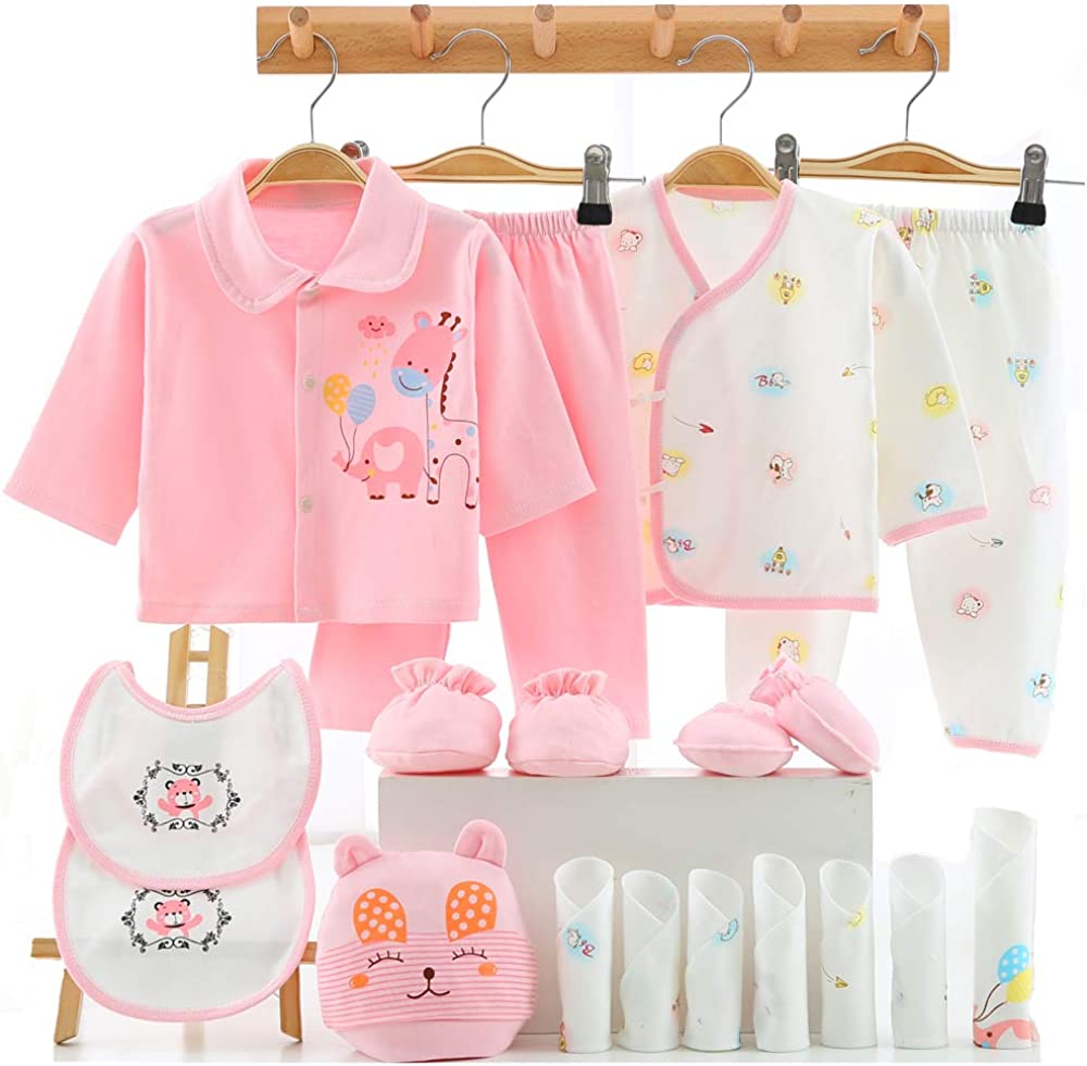 18PCS Newborn Girl Boy Clothes 0 3 Months Baby Outfits Pants Gifts Layette Set