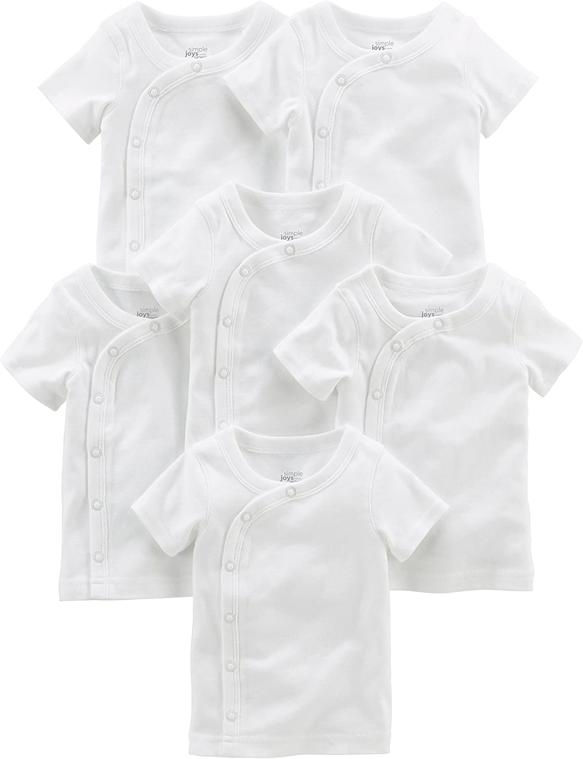 Simple Joys by Carter's Unisex Babies' Side-Snap Short-Sleeve Shirt, Pack of 6