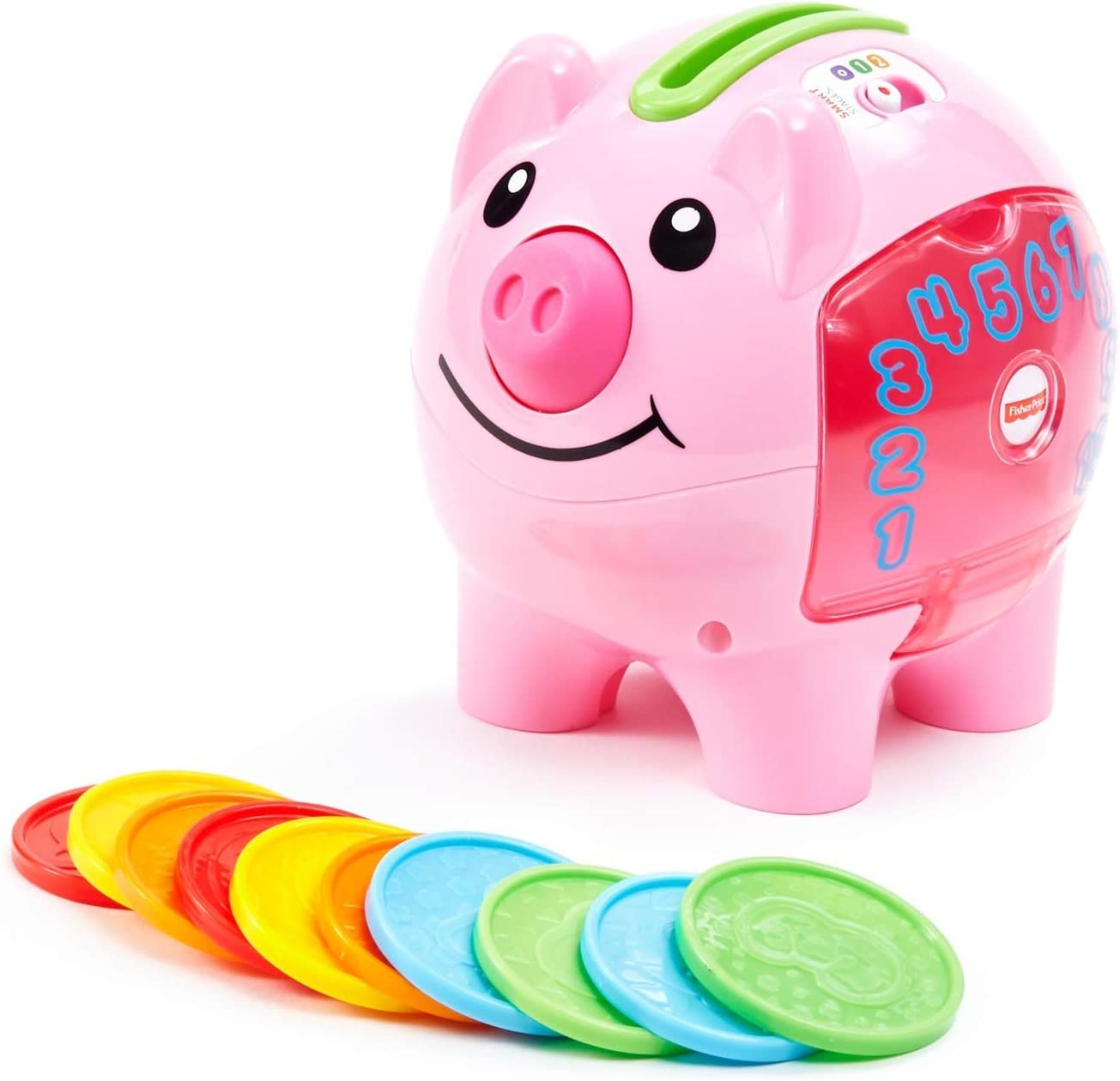 Fisher-Price Laugh & Learn Smart Stages Piggy Bank, Cha-ching! Get ready to cash in on playtime fun and learning! , Pink