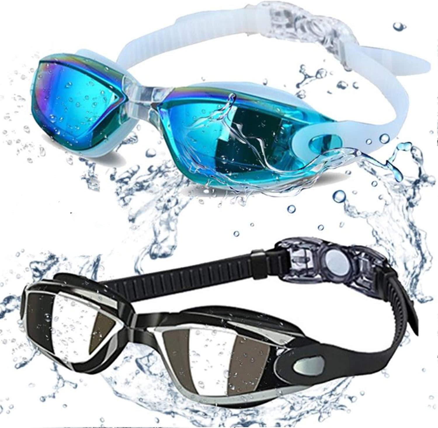 ALLPAIPAI Swim Goggles - Swimming Goggles,Pack of 2 Professional Anti Fog No Leaking UV Protection Wide View Swim Goggles For Women Men Adult Youth Kids