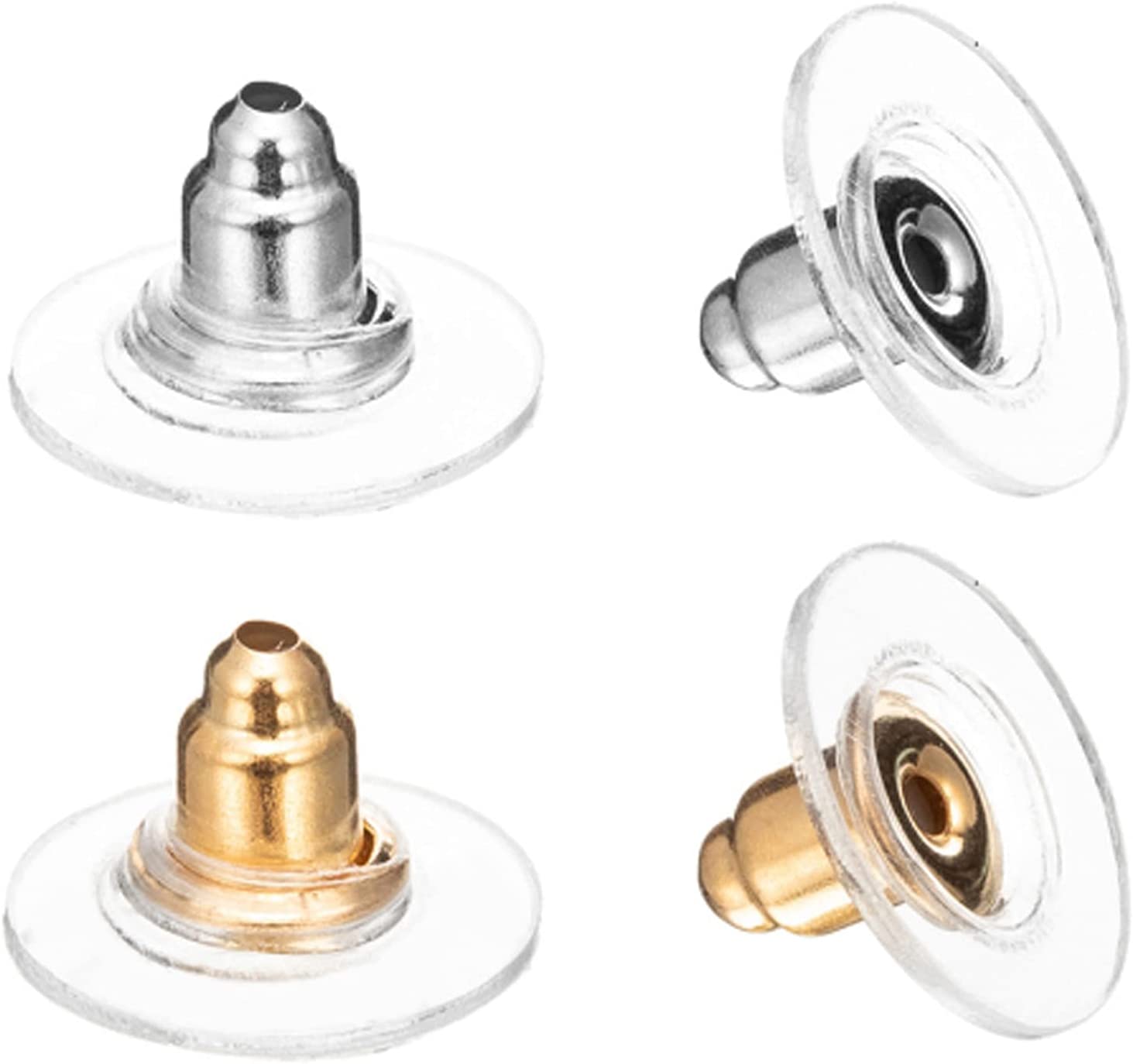 Earring Backs,Back Earrings Fishhook Earring Backs for Droopy Ears Earring Backs Replacements Bullet Clutch Back Earrings Replacement Earring Backs for Heavy Earring (Silver and Gold)