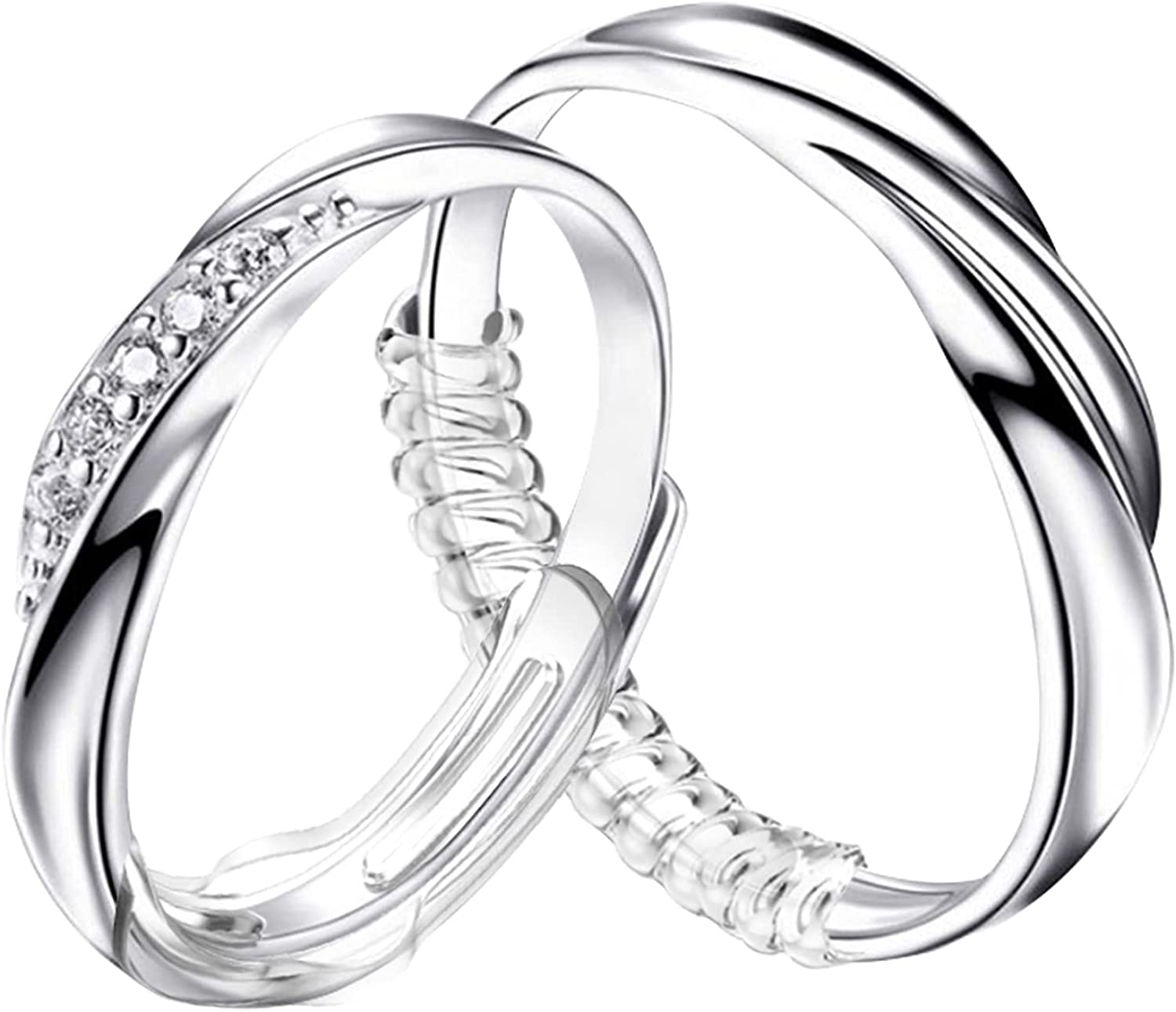 Ring Size Adjuster for Loose Rings - 20 Pack 6 Sizes Invisible Jewelry Sizer, Mandrel for Making Jewelry Guard, Spacer, Sizer, Fitter - Spiral Silicone Tightener Set with Polishing Cloth