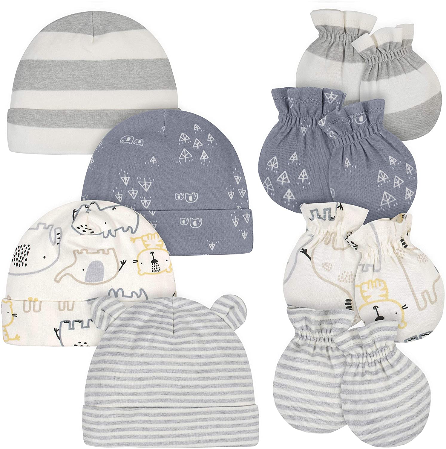 Gerber Baby Boys' 8-Piece Cap and Mitten Set