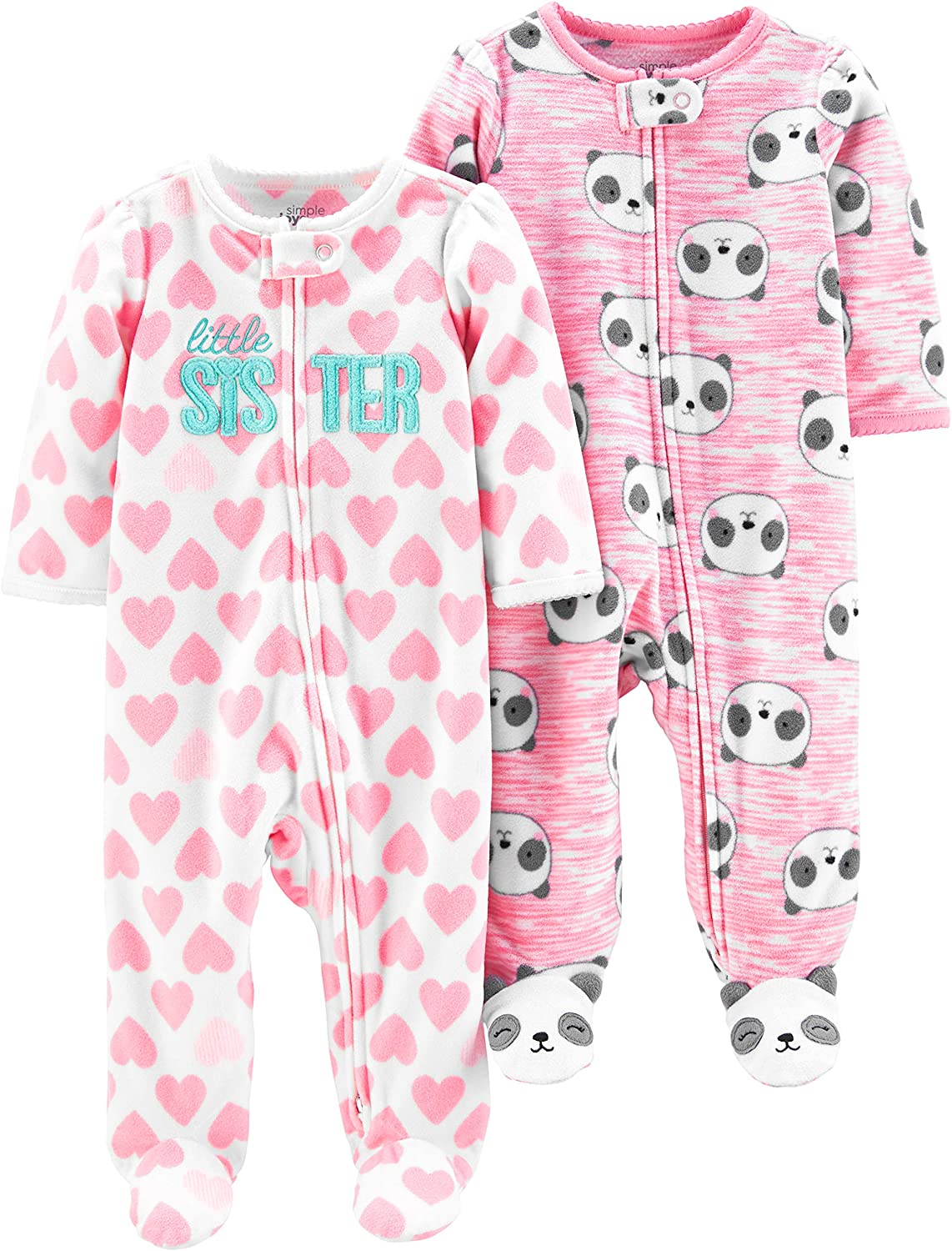 Simple Joys by Carter's Baby Girls' Fleece Footed Sleep and Play, Pack of 2