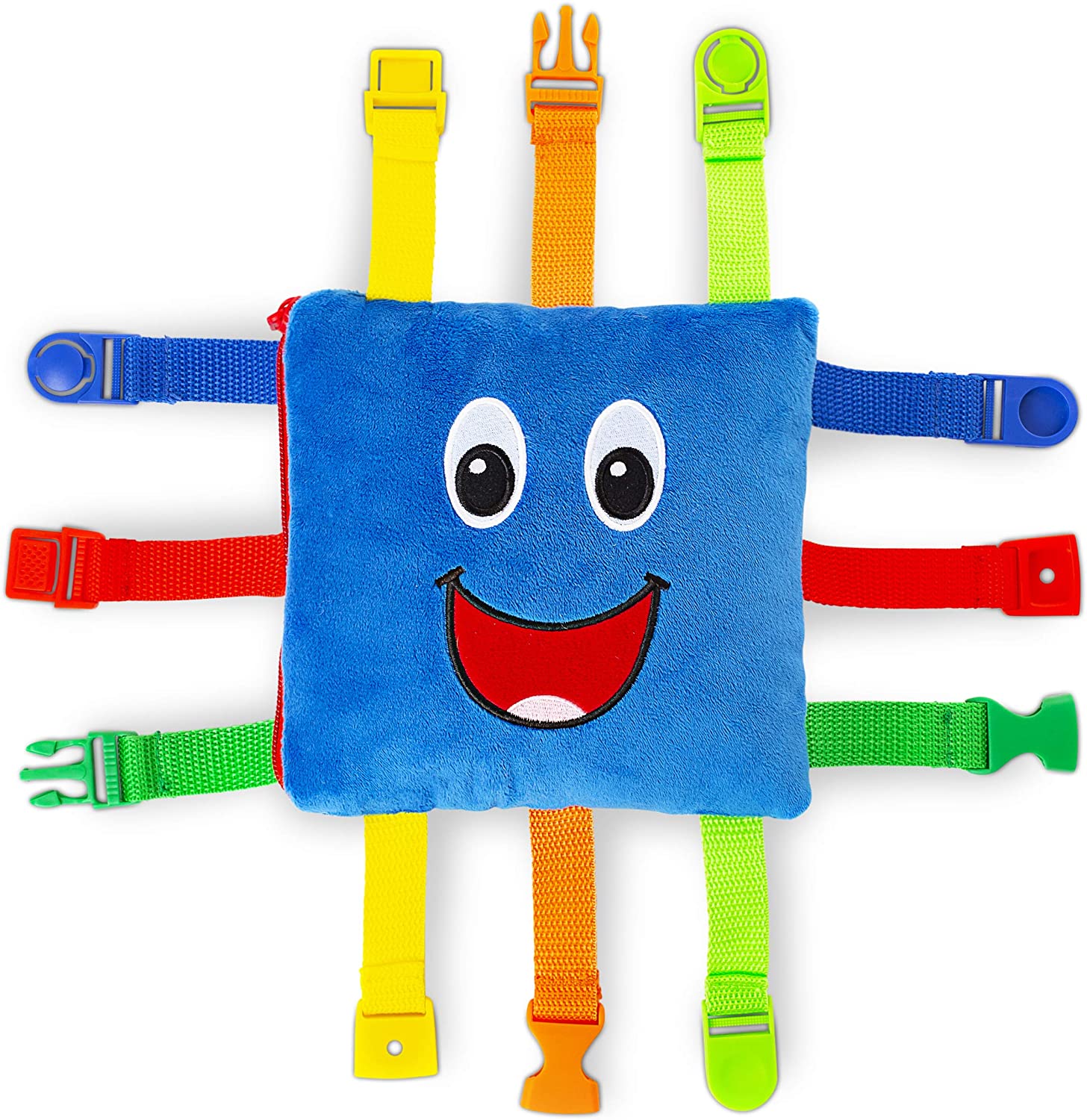 Buckle Toy - Boomer Square - Learning Activity Toddler Plane Travel Essential Toy - Develop Motor Skills and Problem Solving