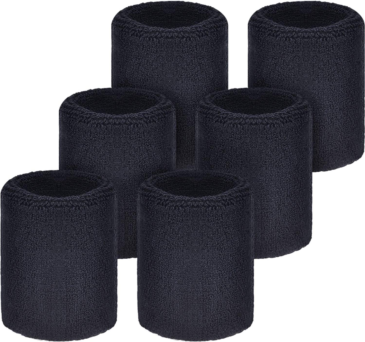 6 Pack Wrist Sweatbands Tennis Wrist Bands Absorbent Sweatbands for Football Basketball Running Athletic Sports and Working Out