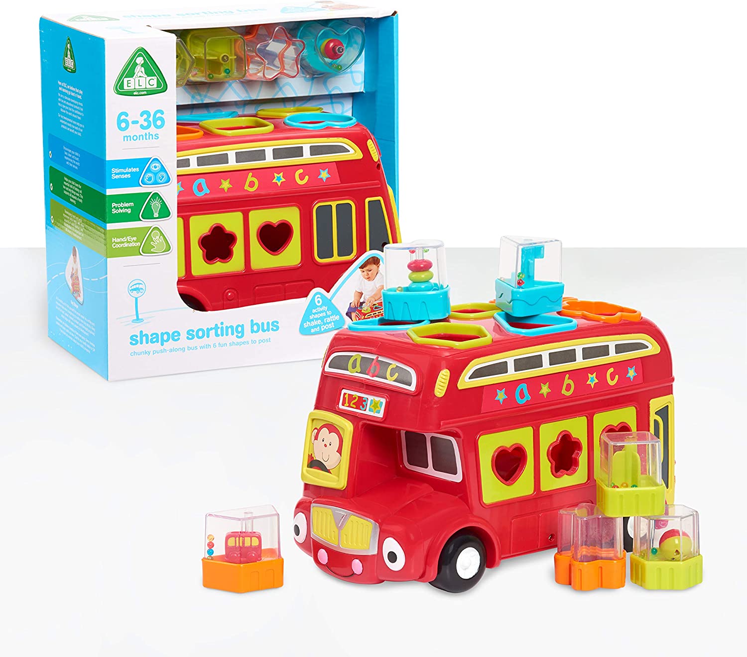 Early Learning Centre Shape Sorting Bus, Stimulates Senses, Fine Motor Skills, Hand Eye Coordination, Problem Solving, Toys for Ages 6 Months, Amazon Exclusive, by Just Play