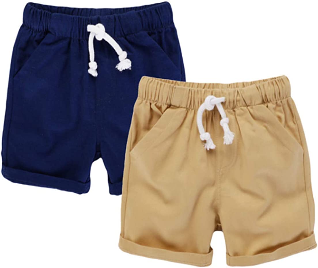 Toddler Boys Jogger Shorts Summer Cotton Casual Knit Short Active Pants 2 Packs Sets