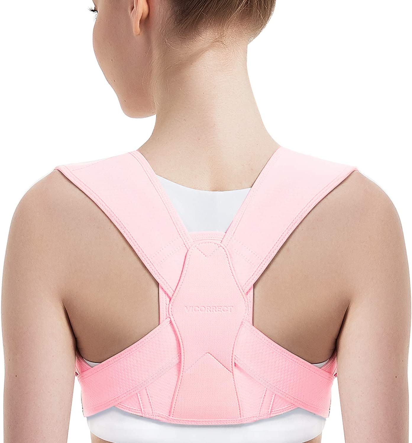 Posture Corrector for Women and Men, Vicorrect Adjustable Upper Back Brace for Clavicle Support and Providing Pain Relief from Neck, Shoulder, and Upper Back S-M (25"-35")