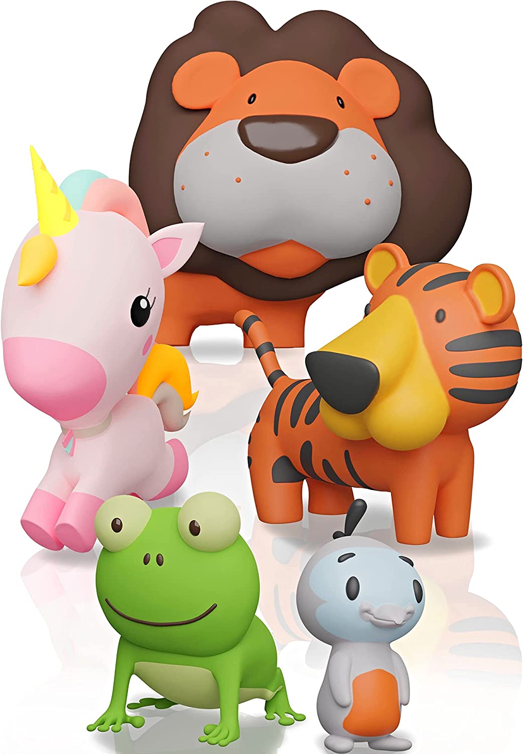 Mold Free Bath Toys for Babies and Toddlers, Animal No Hole Bath Toys, Non Squirting Bath Toys no Mold for Tub,Beach,Pool, BPA-Free, Dishwasher-Safe, Infant Bath Toys No Holes 0 1 3 6 12 18 Months