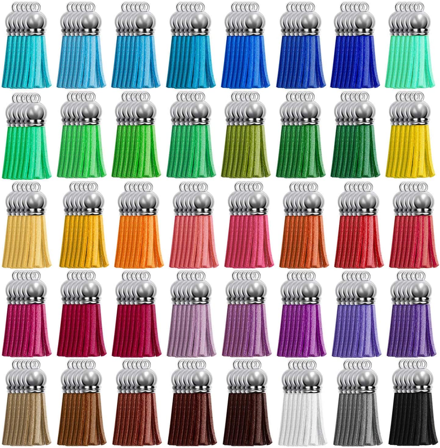 Tassels, Cridoz 200pcs Leather Keychain Tassels Bulk for Crafts, Keychains Supplies, Acrylic Keychain Blanks, Charms, Earrings, Bracelets and Jewelry Making (40 Colors)
