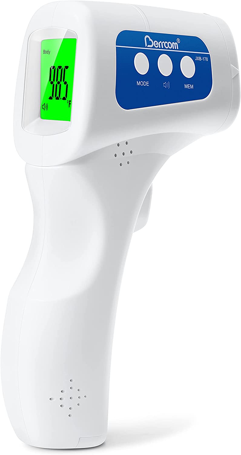 Berrcom Non Contact Infrared Forehead Thermometer JXB-178 Baby Fever Check Thermometer 3 in 1 Contactless for Kids Infant Adult (Batteries Not Included)