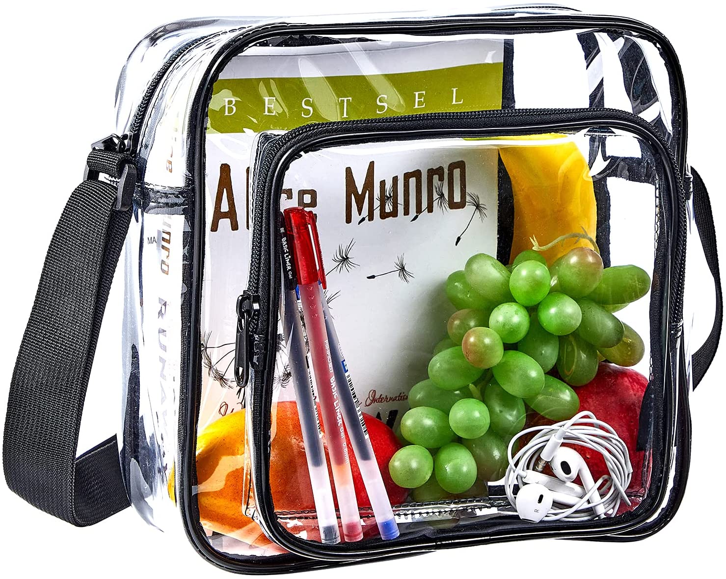 Clear Crossbody Bag Stadium Approved, Clear Messenger Shoulder Bag with Adjustable Strap for Work, Concerts, Sports Events