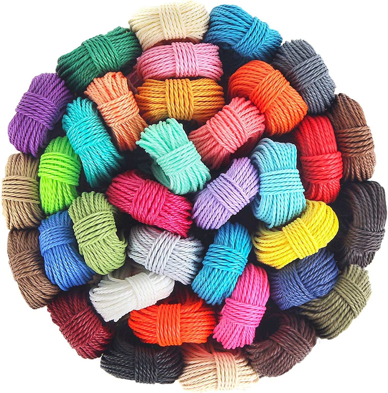 Waxed String 35 Colors 1mm 382 Yard | Waxed Polyester Cord Wax Cotton Cord Waxed Thread for Bracelets Necklace Jewelry Making Friendship Bracelet (35 Colors)