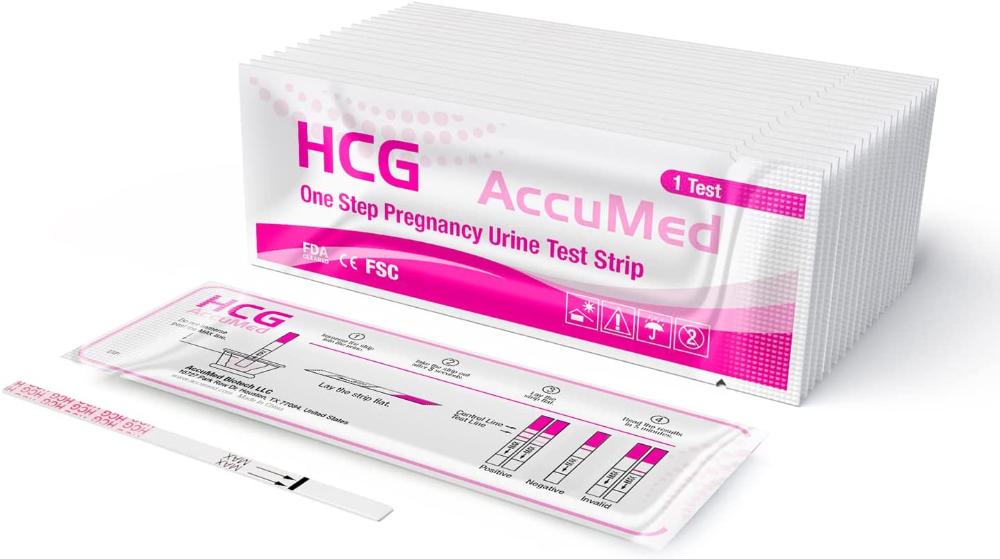 AccuMed Pregnancy Test Strips, 25-Count Individually Wrapped Pregnancy Strips, Early Home Detection Pregnancy Test Kit, Clear HCG Test Results, Over 99% Accurate