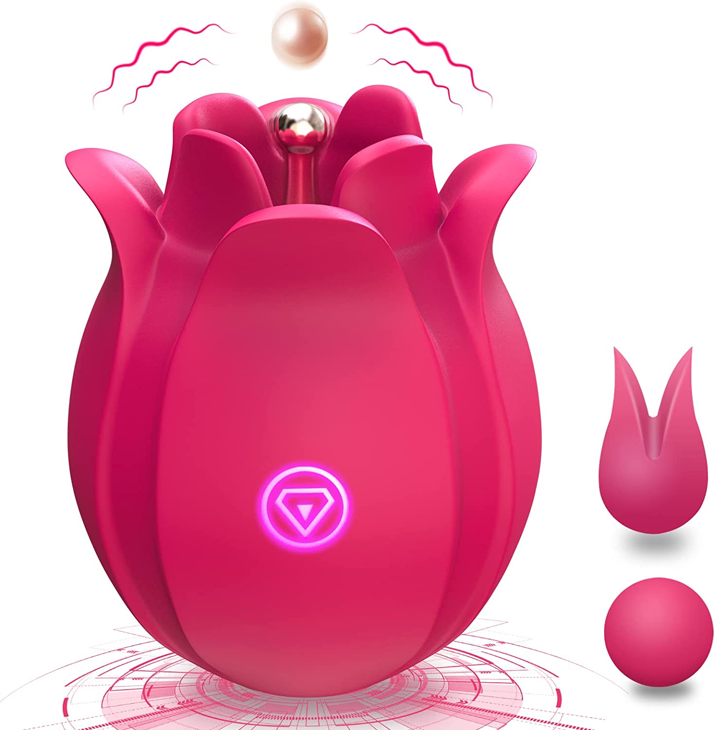Rose Toy Clitoral Vibrator for Women - Flicos High-Frequency Nipple Vaginal Clitoris Stimulator with 10 Intense Vibration Modes, Rechargeable Silicone Massager Adult Sex Toys for Female Clit Orgasm
