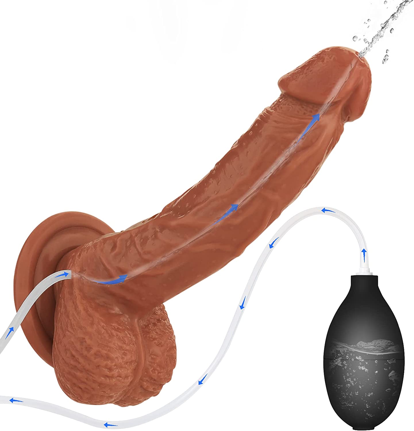 Realistic Squirting Dildo Ejaculating Penis for Beginners with Strong Suction Cup for Hands-Free Play,Soft Dildo with Curved Shaft and Balls for Women G-Spot and Anal Prostate Play 8.07 inch