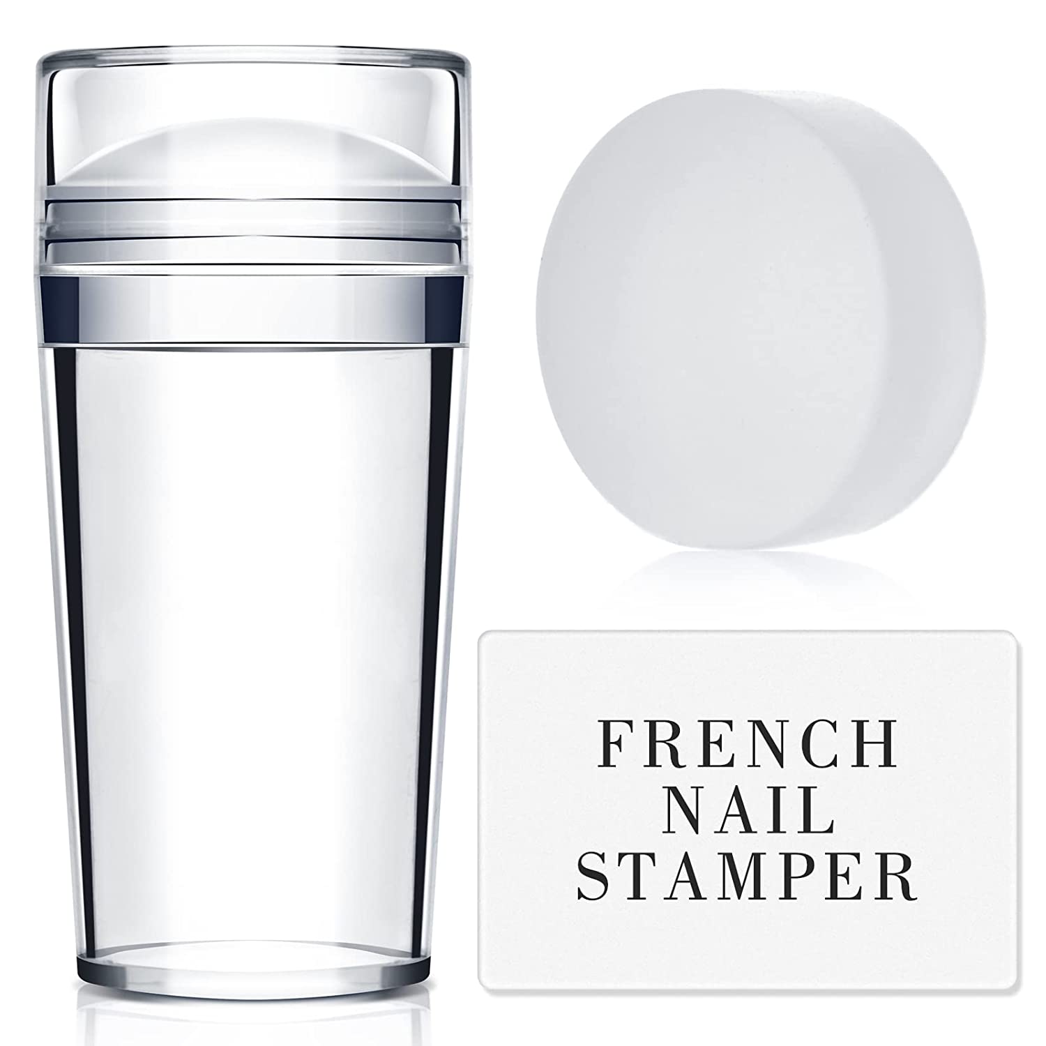 French Tip Nail Stamp - BTArtbox Nail Art Stamper with Silicone French Nail Stampers, Nail Scrapers and Replaceable Stamper Heads, 100-Time Using Soft Nail Stamper Kit DIY Nail Art Tools