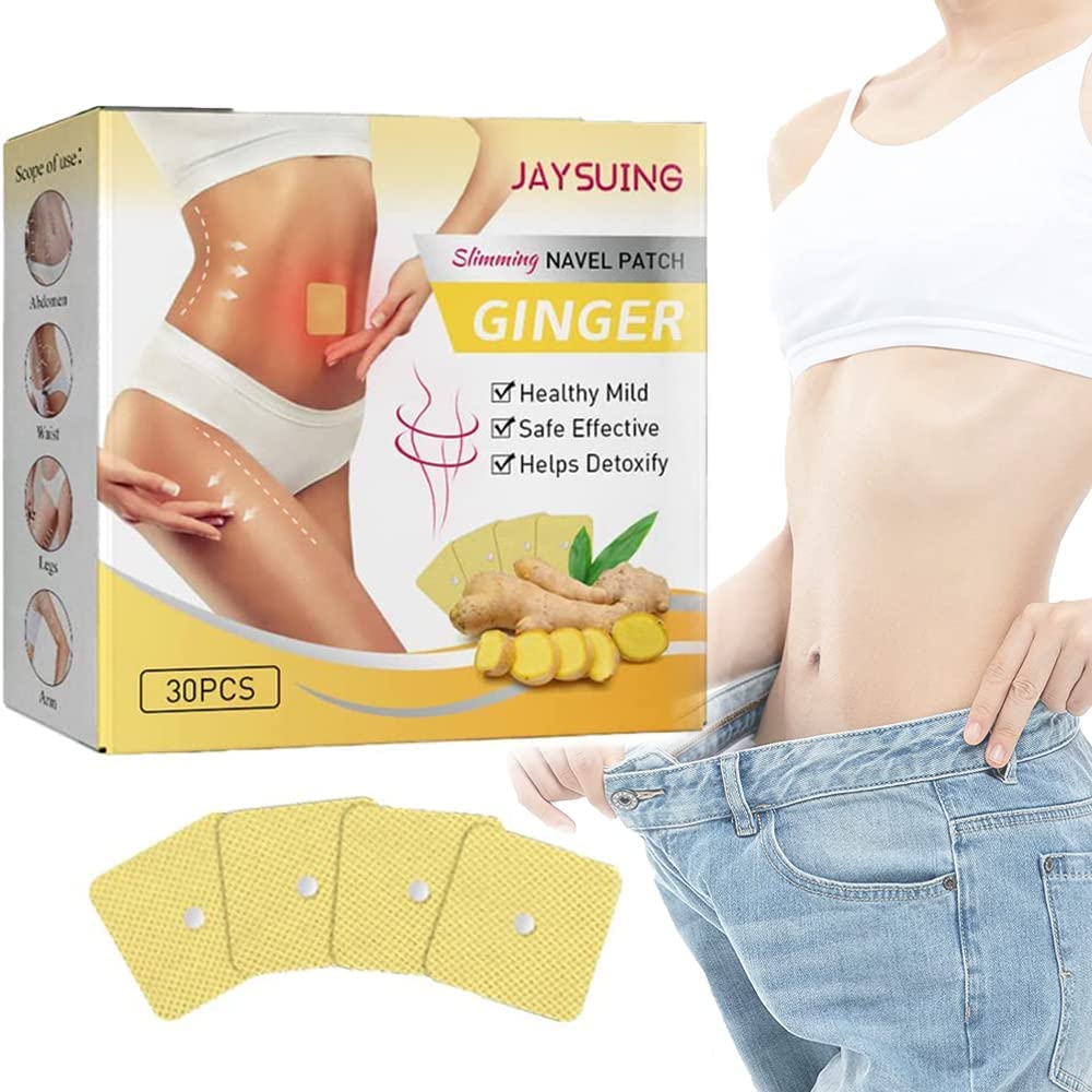 FEBG Bodiluvs SLI_mming Ginger Navel Patch, Cleanse Lymphatic Drainage De_tox Magnetic Sticker, Anti Swelling Det_oxing Patch (1BOX(30PCS))