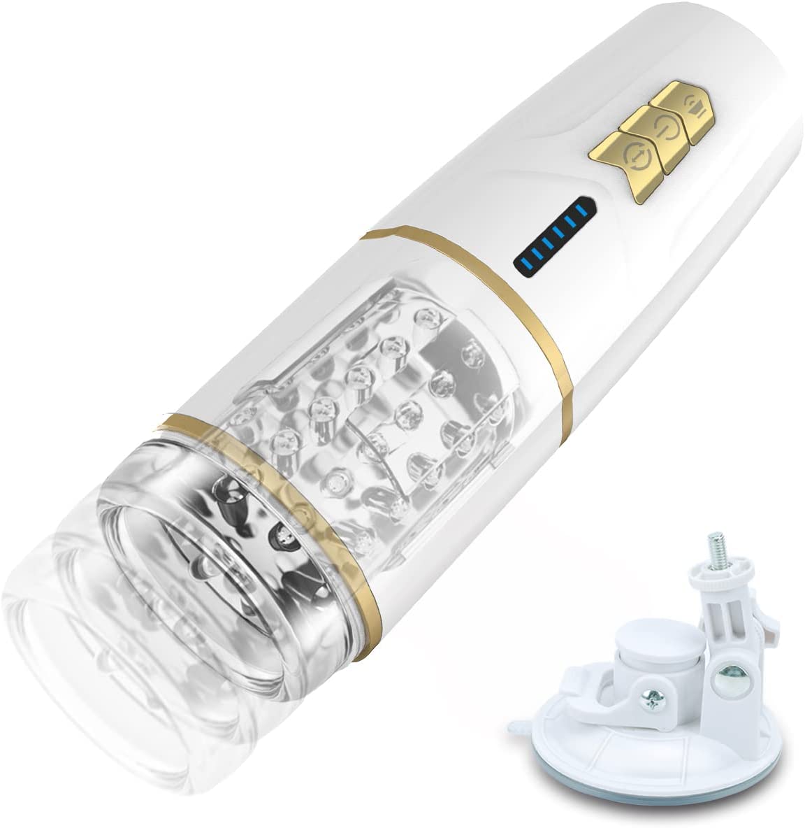 Automatic Blowjob Toy Machine Male Masturbators Cup with 7 Rotating Thrusting Motion, Male Sex Toy Penis Masturbator for Men Stroker Silicone Textured Pocket Pussy with Suction Mount for Hand Free Fun