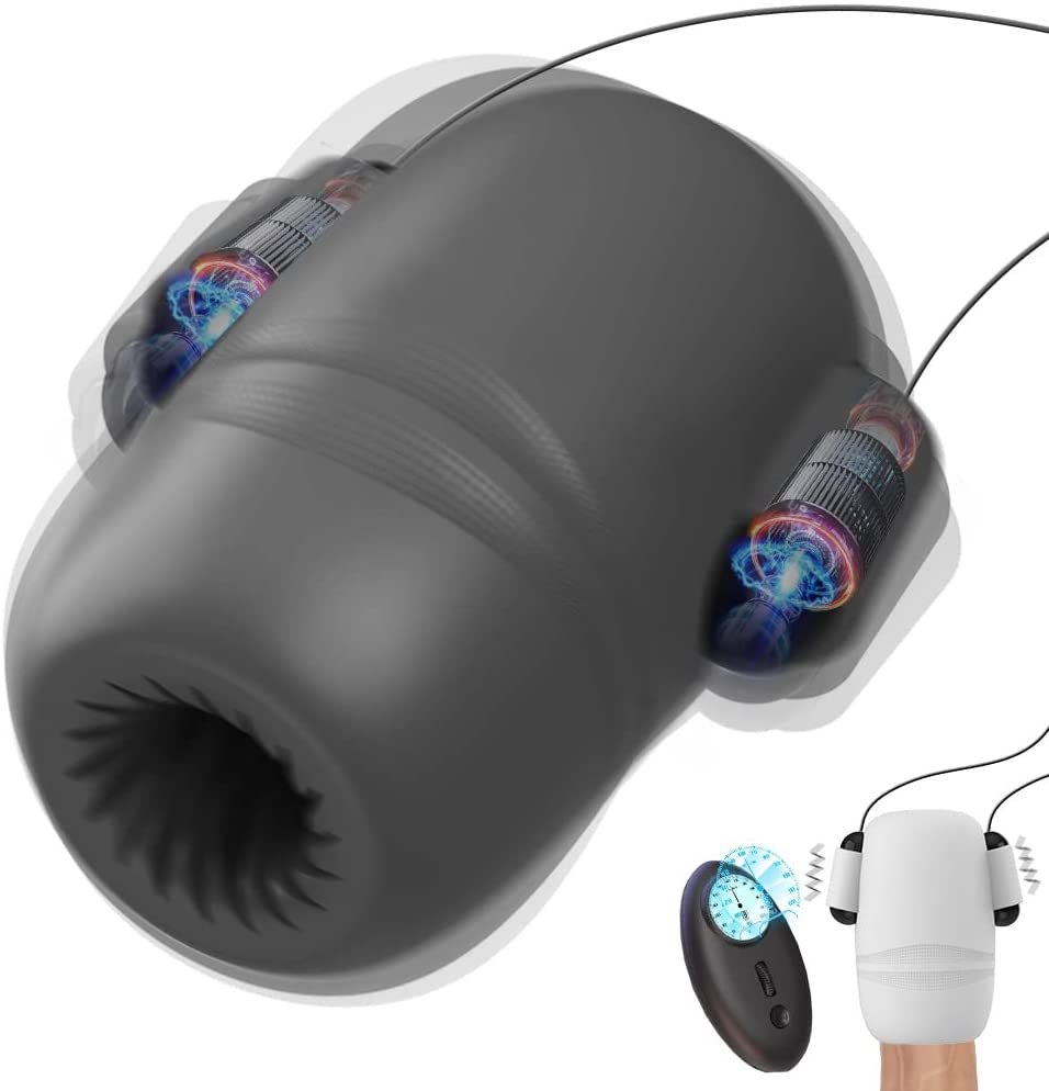 Vibrating Male Masturbator with 8 Modes and 12 Speed for Men Masturbation, Penis Vibrator with 2 Sleeves and LCD Controller, Tivino Male Sex Toy for Men Penis Training and Glans Stimulating.