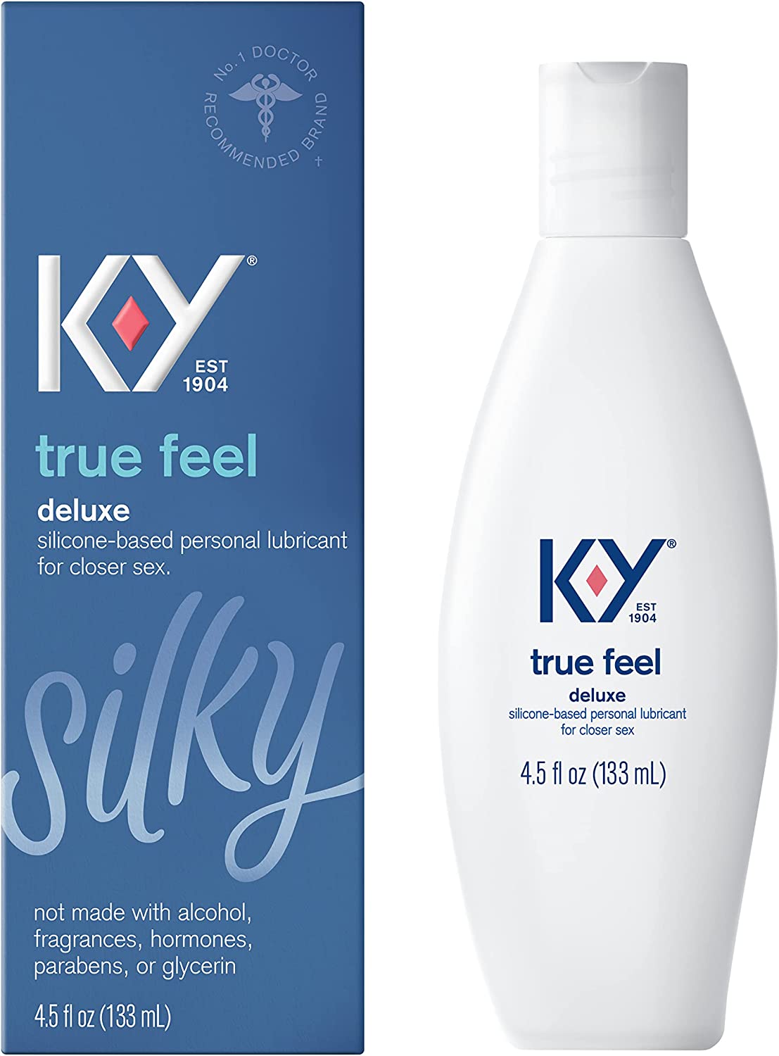 Sex Lube for Women, K-Y True Feel Premium Silicone Personal Lubricant for Sex, Safe to Use with Natural Rubber Latex Condoms, 4.5 oz (Packaging May Vary)