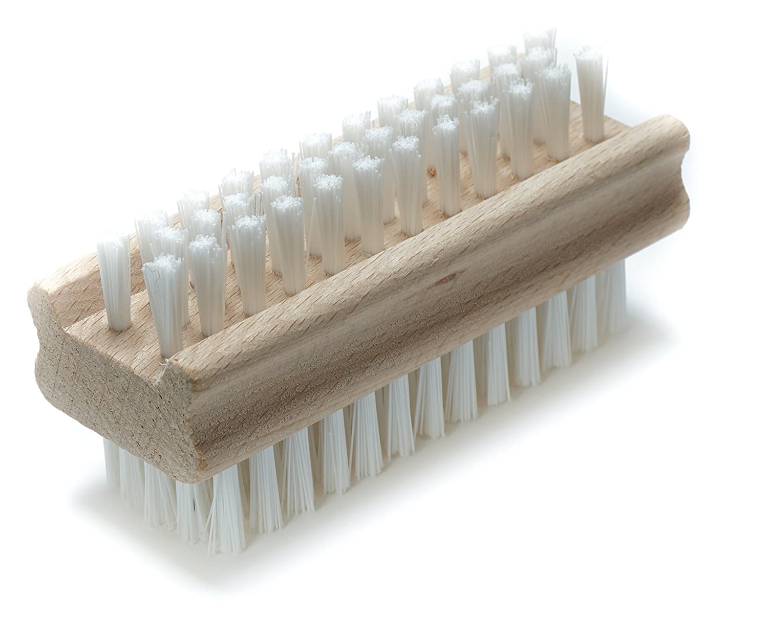 Konex Non-Slip Wooden Two-sided Hand and Nail Brush. Fingernail Brush for Nail Cleaning and Scrubbing. Heavy duty Stiff Nail Brush for Travel. Mechanic hand scrub brush with molded grip.
