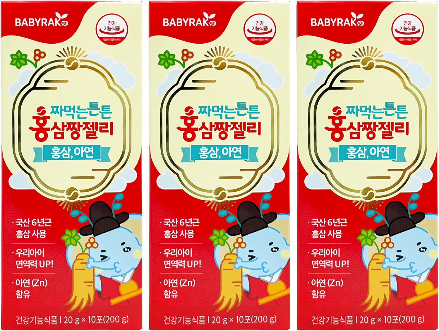 FARMER QUEEN Korea 6-Years-Old Red Ginseng Jelly Stick for Kid Great for Kid's Immune System (10 Stick ( Pack of 3))