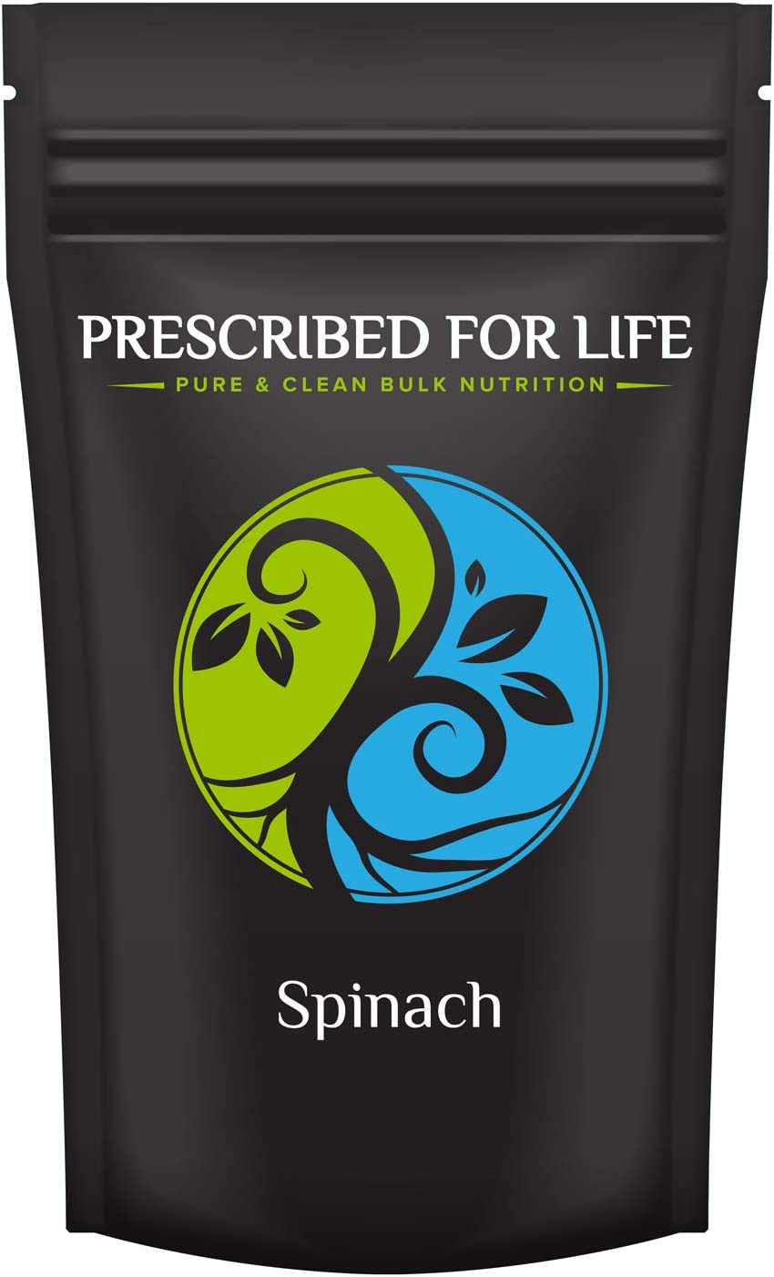 Prescribed For Life Spinach Powder | Green Superfood Rich in Vegan Iron | Supports Bone and Vision Health | Spinach Leafy Greens Supplement for Smoothies | Spinacia oleracea (25 kg / 55 lb)