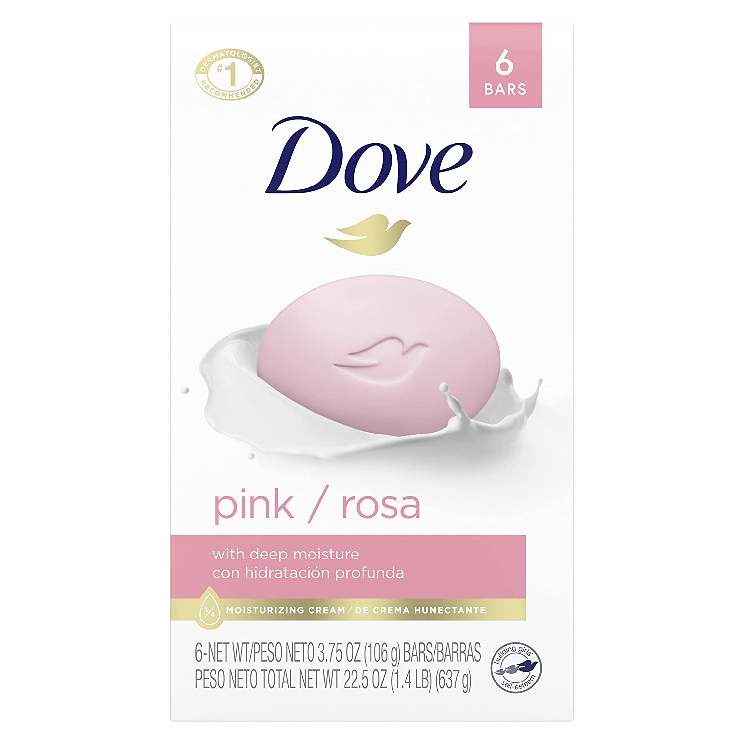 Dove Beauty Bar Gentle Cleanser For Softer and Smoother Skin Pink More Moisturizing Than Ordinary Bar Soap 3.75 oz 6 Bars